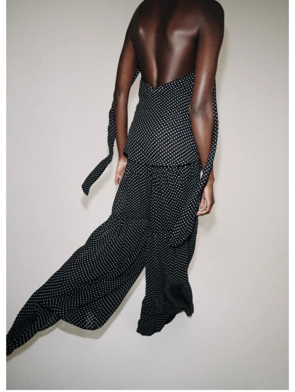 Zara Zw Collection Polka Dot Wide-Leg Semi-sheer Tiered High Waist Pants Sz-M - Picture 5 of 15
